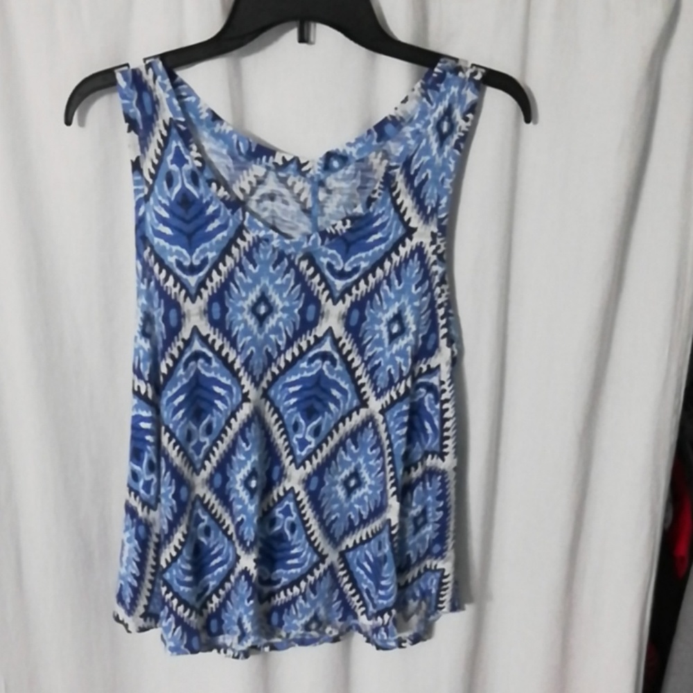 Gap Blue Ikat Pattern Swing Tank Top
